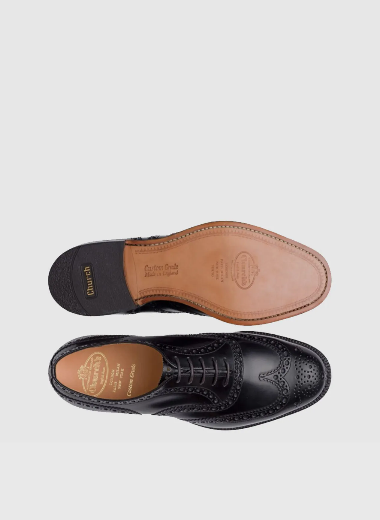     -CHURCH'S    -SCARPA OXFORD BROGUE IN PELLE DI VITELLO SPAZZOLATO-