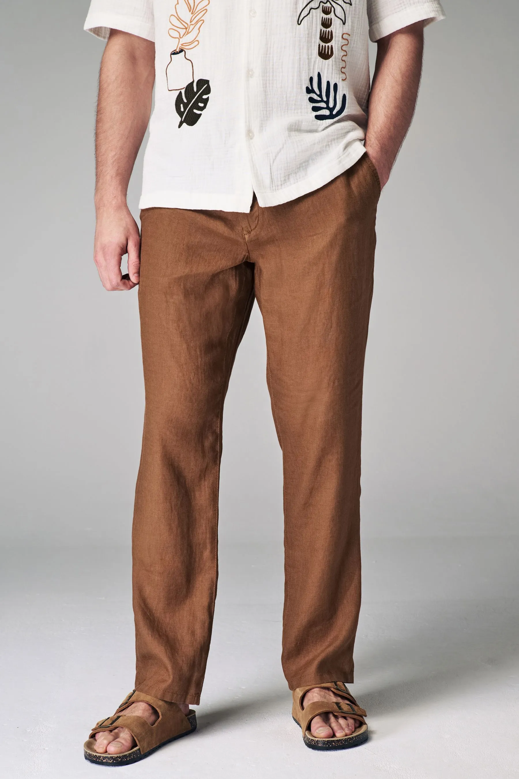 100% Linen Drawstring Trousers    