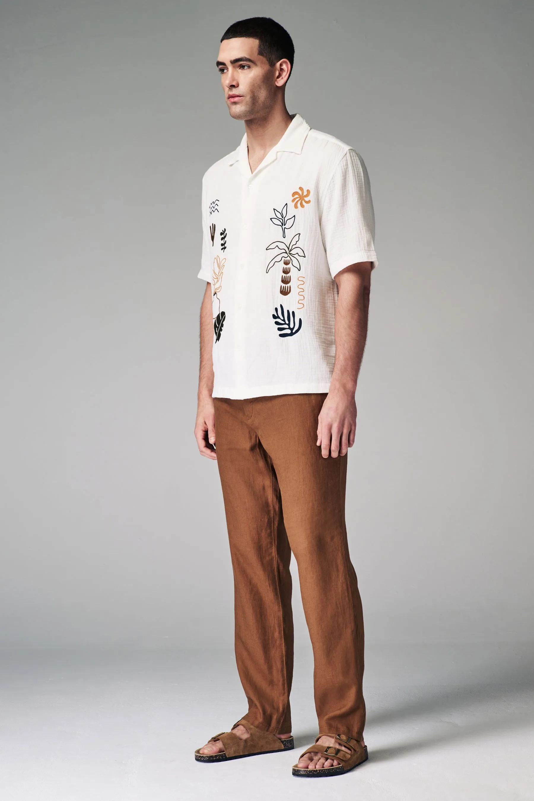 100% Linen Drawstring Trousers    