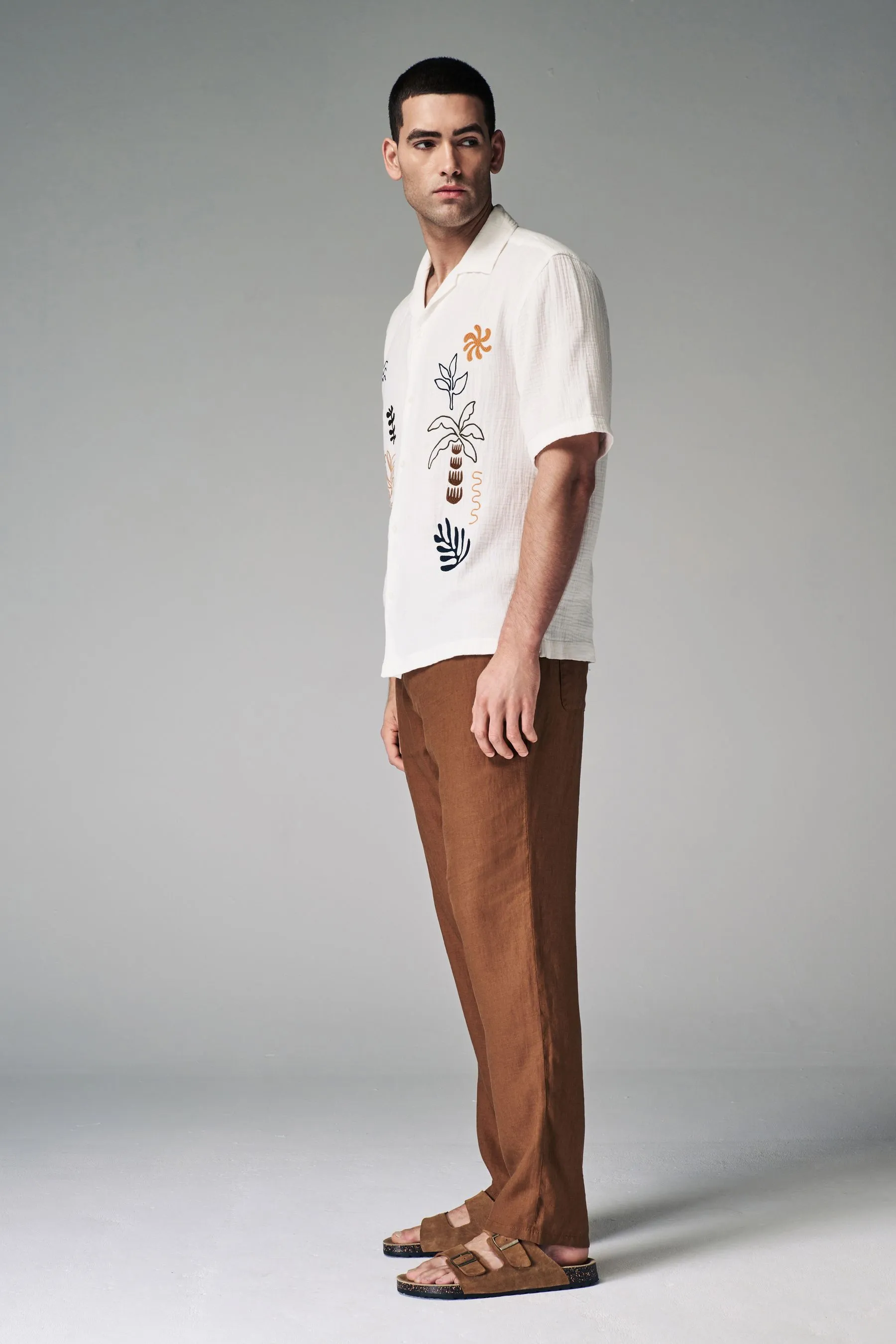 100% Linen Drawstring Trousers    