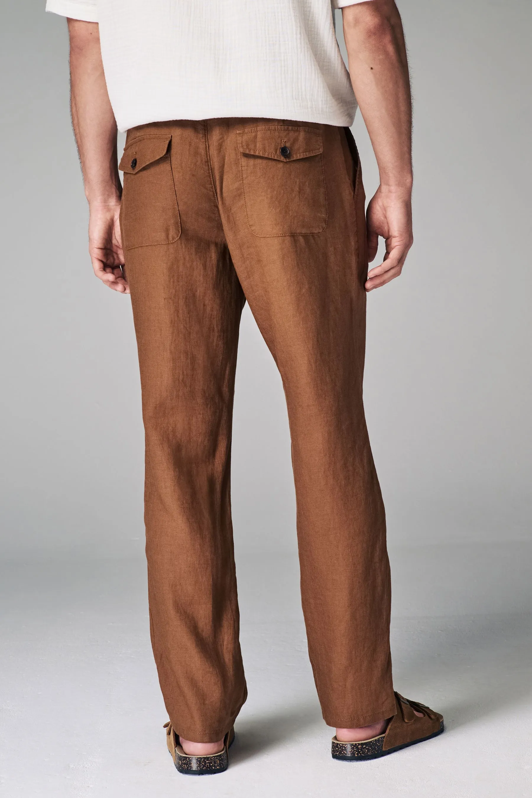 100% Linen Drawstring Trousers    
