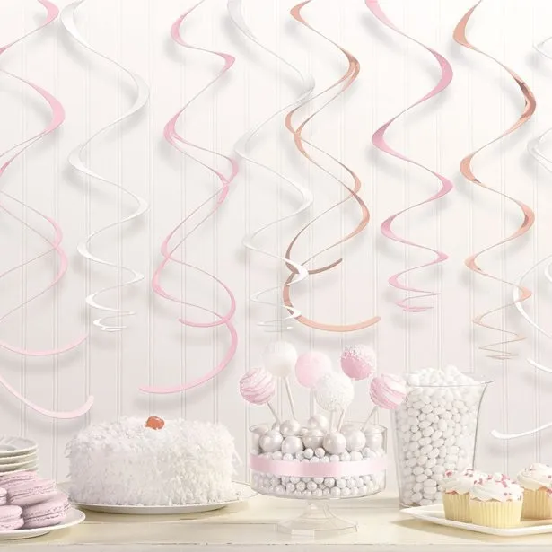 12 spirali rosa argento 56cm