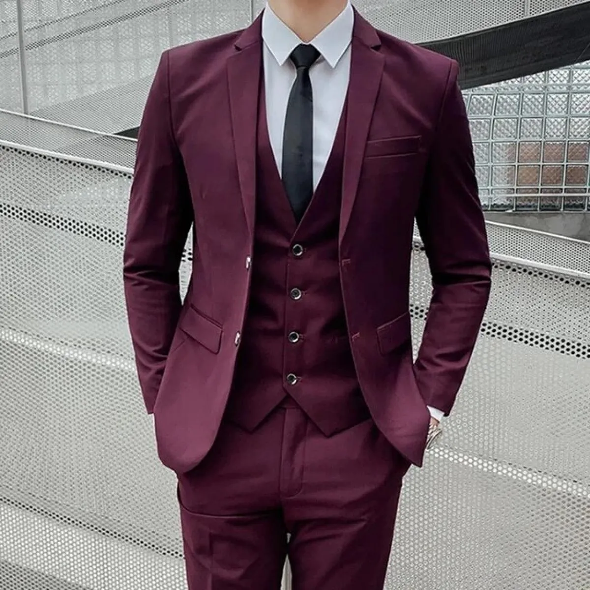 2023 nuovi uomini d'affari casual blazer 3 pezzi abiti set cappotto gilet pantaloni / banchetto di nozze lavoro giacca giacca pa