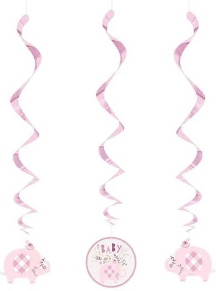 3 ganci da soffitto elefante rosa 66 cm