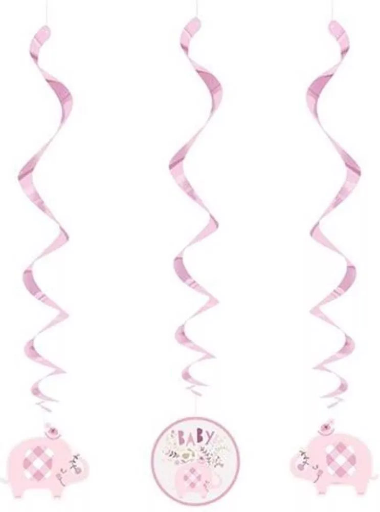 3 ganci da soffitto elefante rosa 66 cm