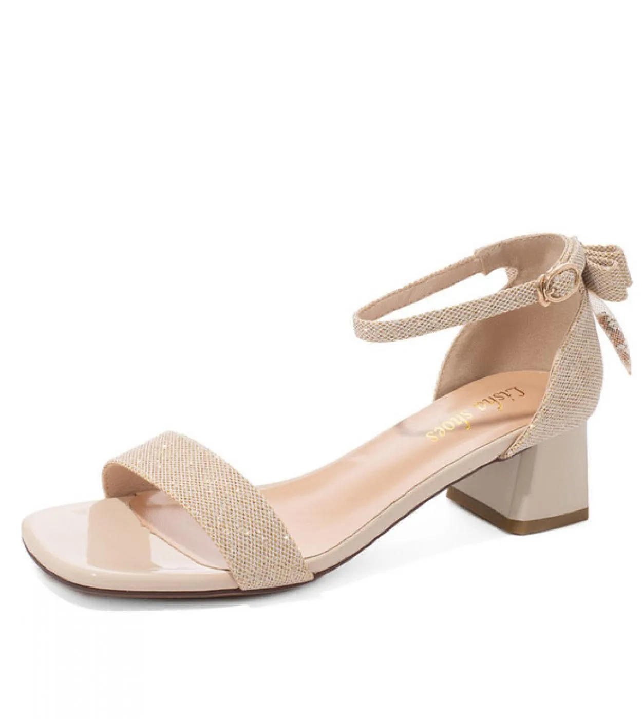35 36 37 38 39 Scarpe moda estate per donna Sandali Mujer Scarpe da donna con fiocco in pelle scamosciata sintetica Zanna spessa