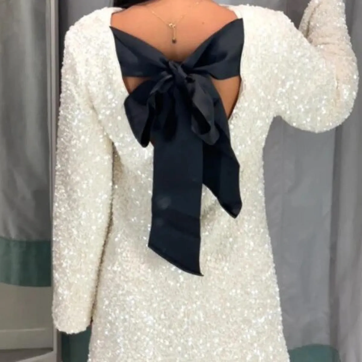 Abito corto con paillettes rosso moda rosa per le donne Abiti da festa di Natale di Capodanno Donna elegante chic a maniche lung