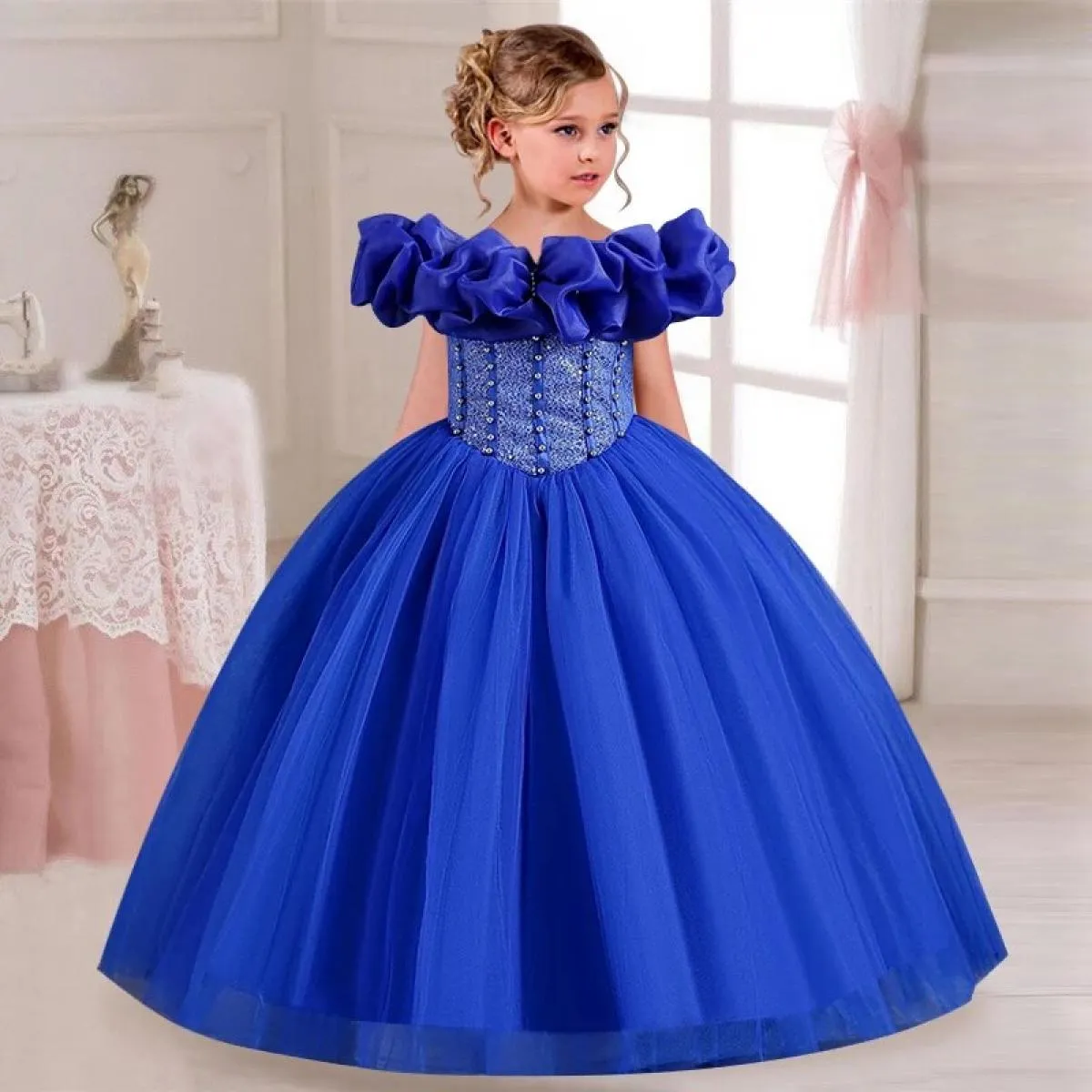 Abito da festa di Natale per ragazza splendido ed elegante Abito da sposa per ragazza di fiori con una spalla di 4 anni e 12 ann