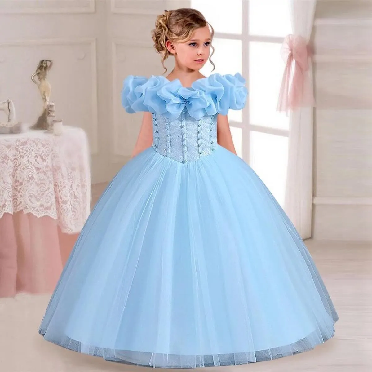 Abito da festa di Natale per ragazza splendido ed elegante Abito da sposa per ragazza di fiori con una spalla di 4 anni e 12 ann