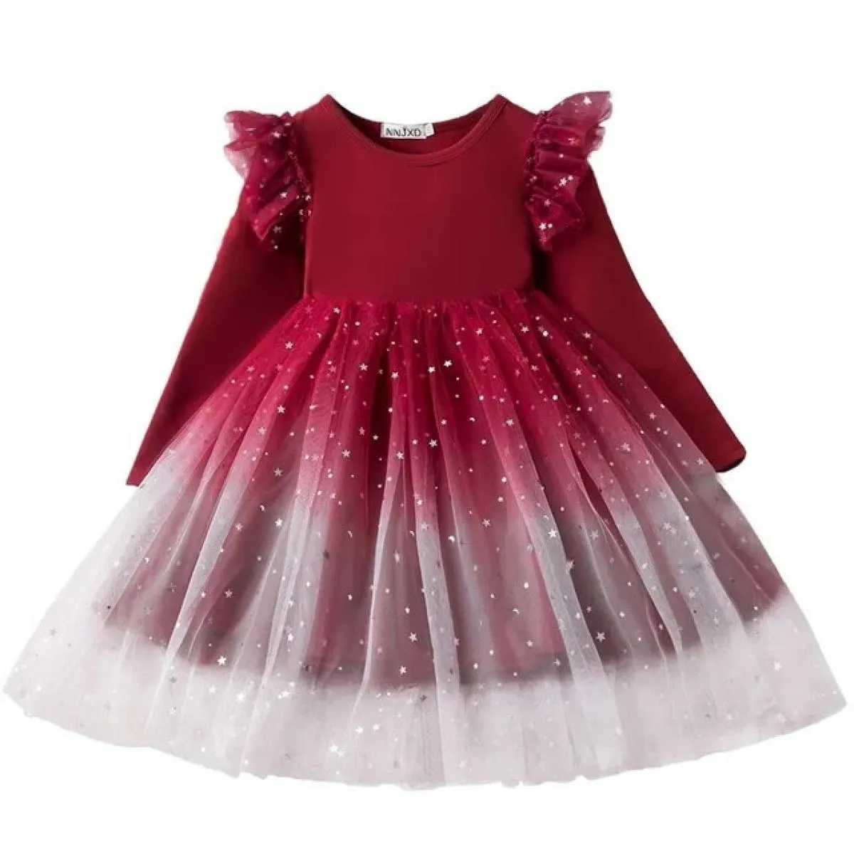 Abito rosso caldo di Natale per ragazze Abiti per feste di compleanno per bambini Autunno inverno Bambini Ragazze con paillettes