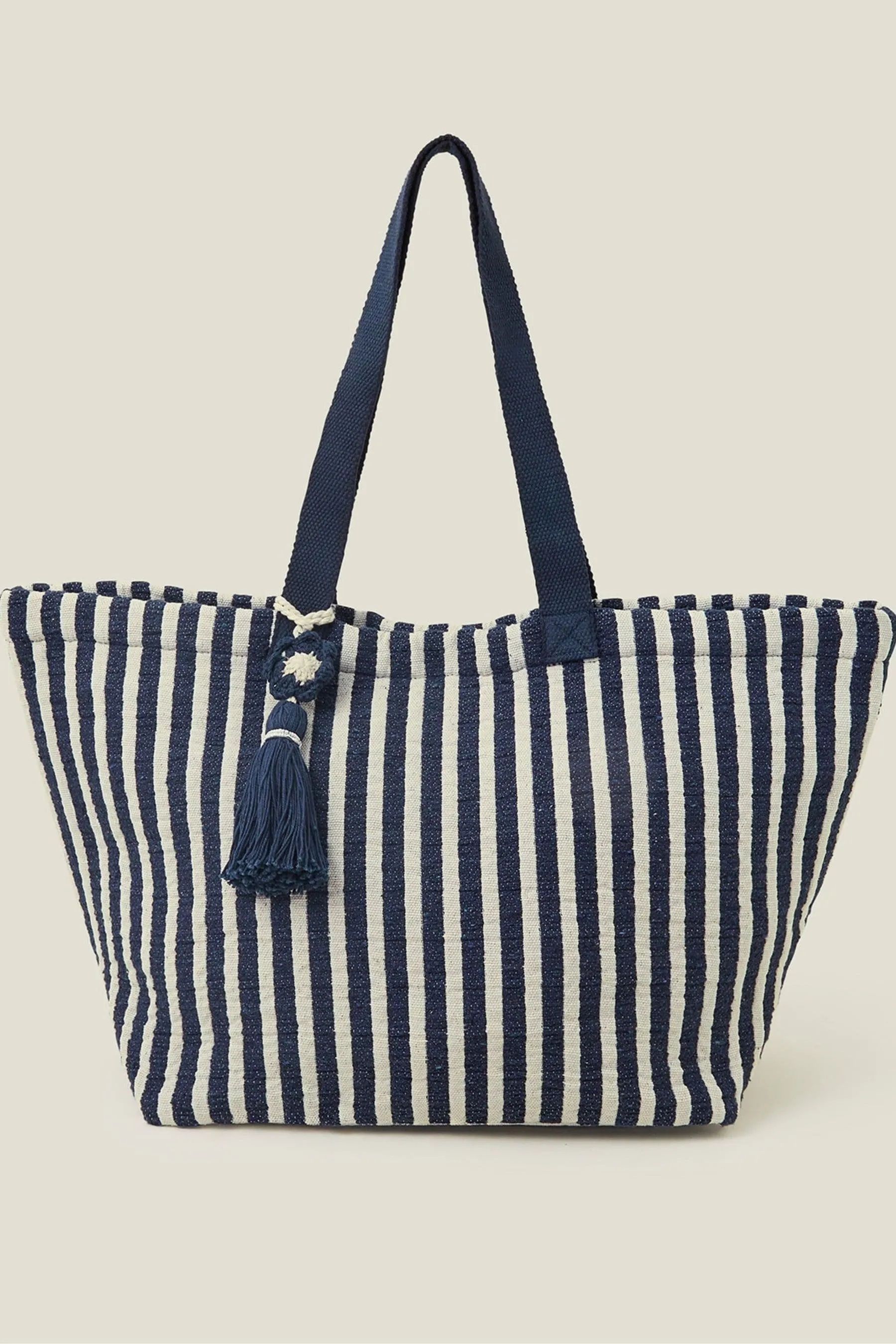 Accessorize A righe - Borsa tote con nappine
