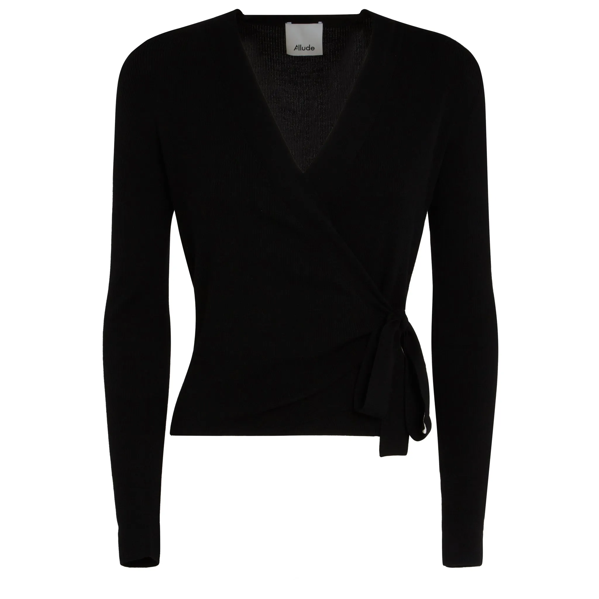 ALLUDE  Cardigan a portafoglio in lana nero