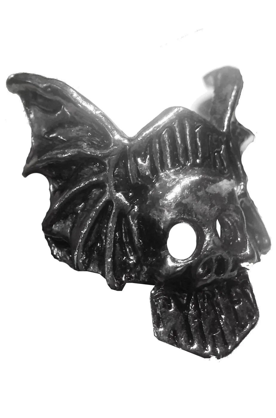 Anello biker con teschio ed ali in metallo misura regolabile