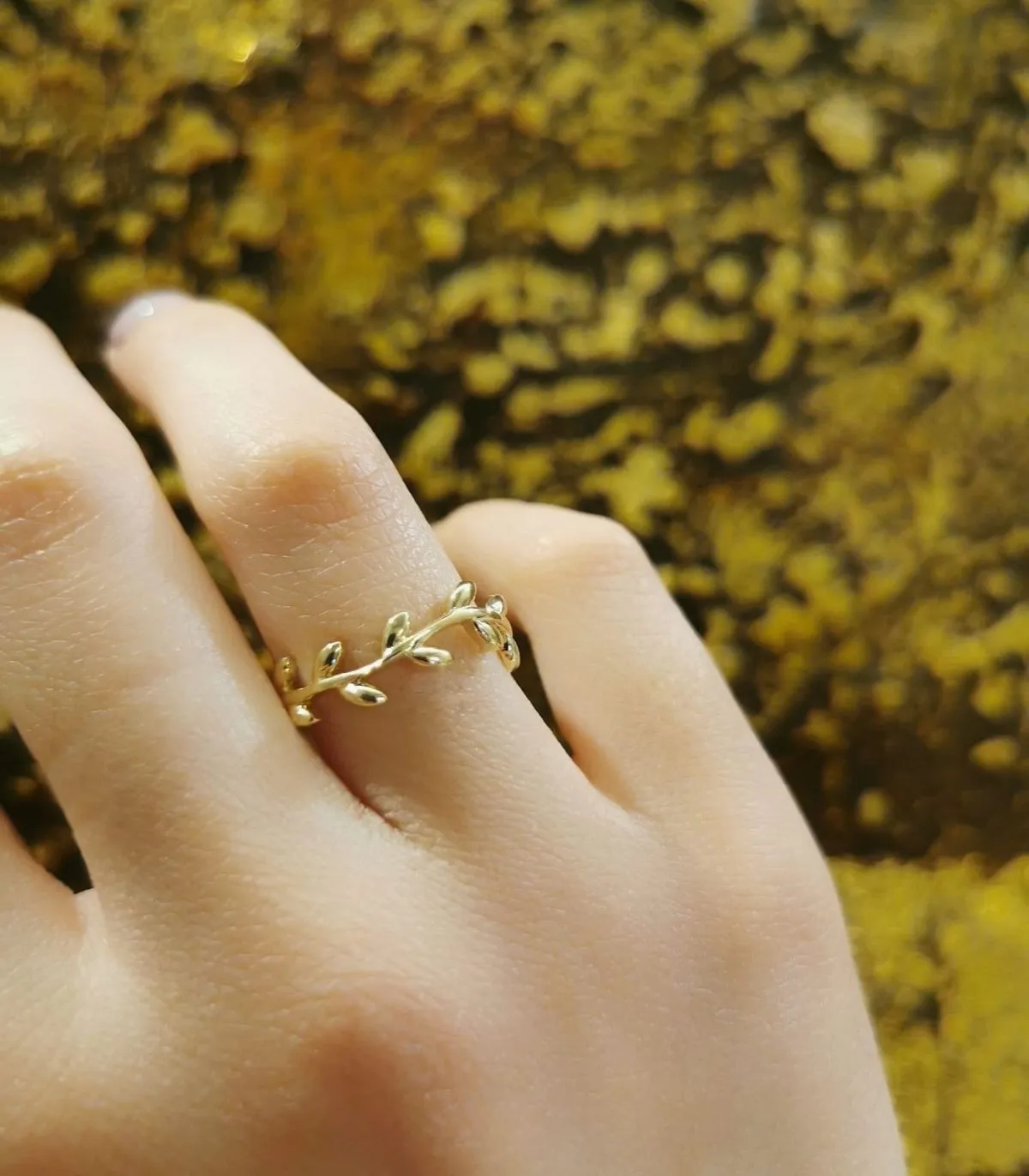 Anello Raggi Fantasia Foglie Oro Giallo 9Kt