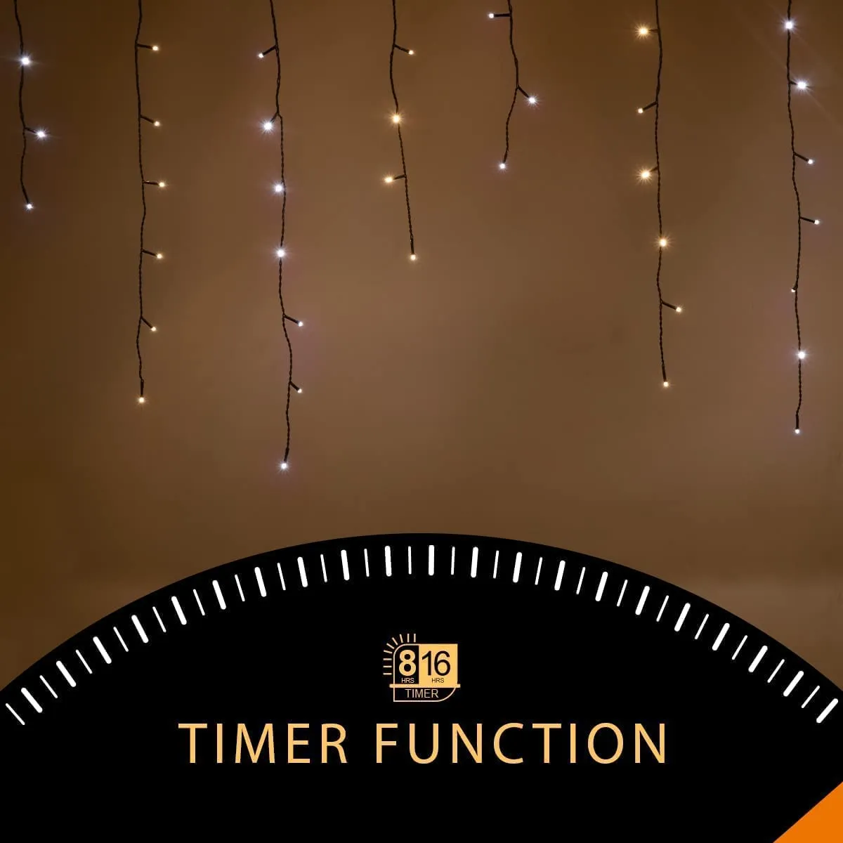 ANSIO Luci Natale Esterno Cascata 7.5m 220 LED Luci di Natale Luminose Bianco Caldo e Fredda Luci Natalizie da Esterno/Interno I