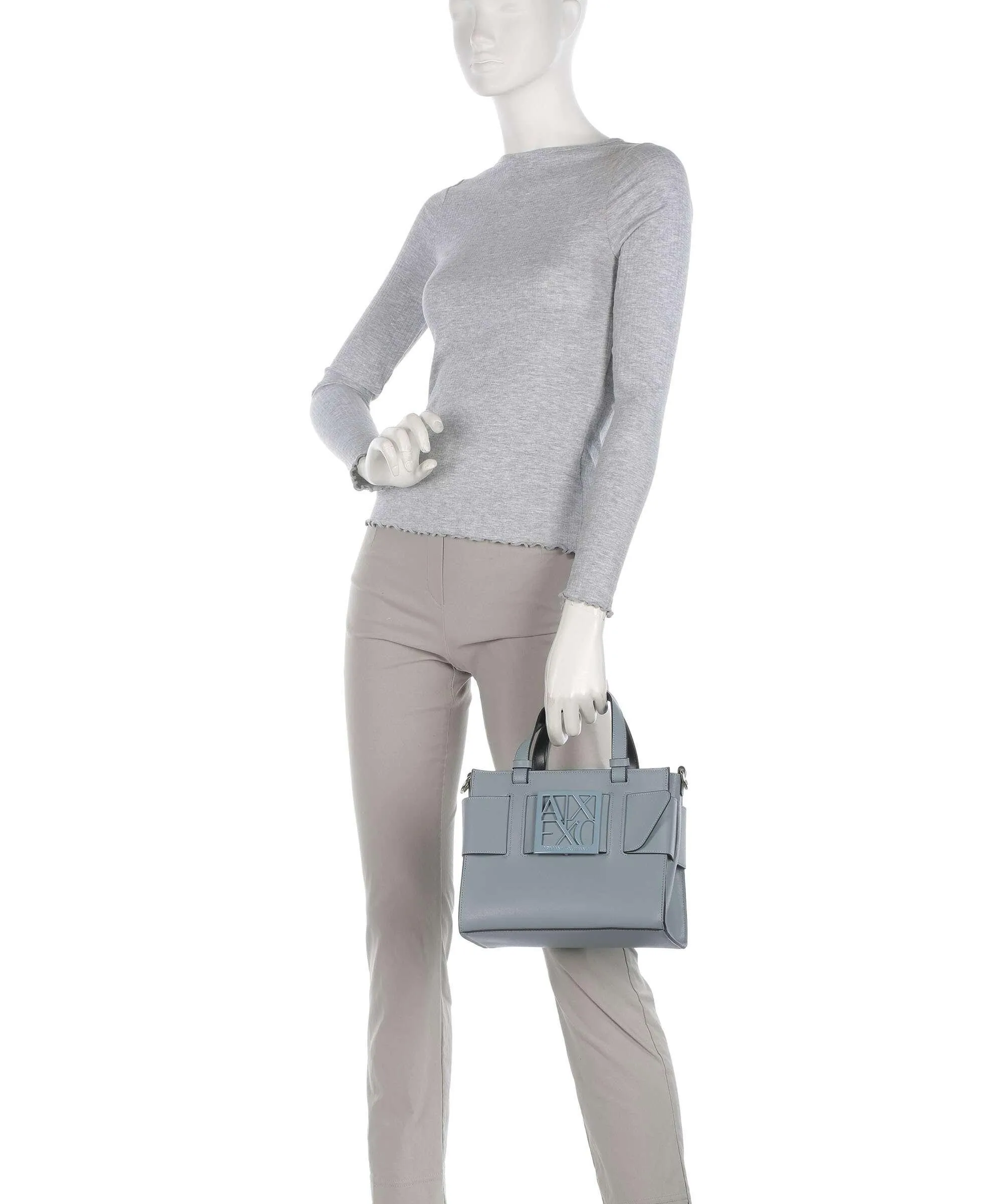  Armani Exchange Susie M Borsa a mano pelle sintetica grigio  