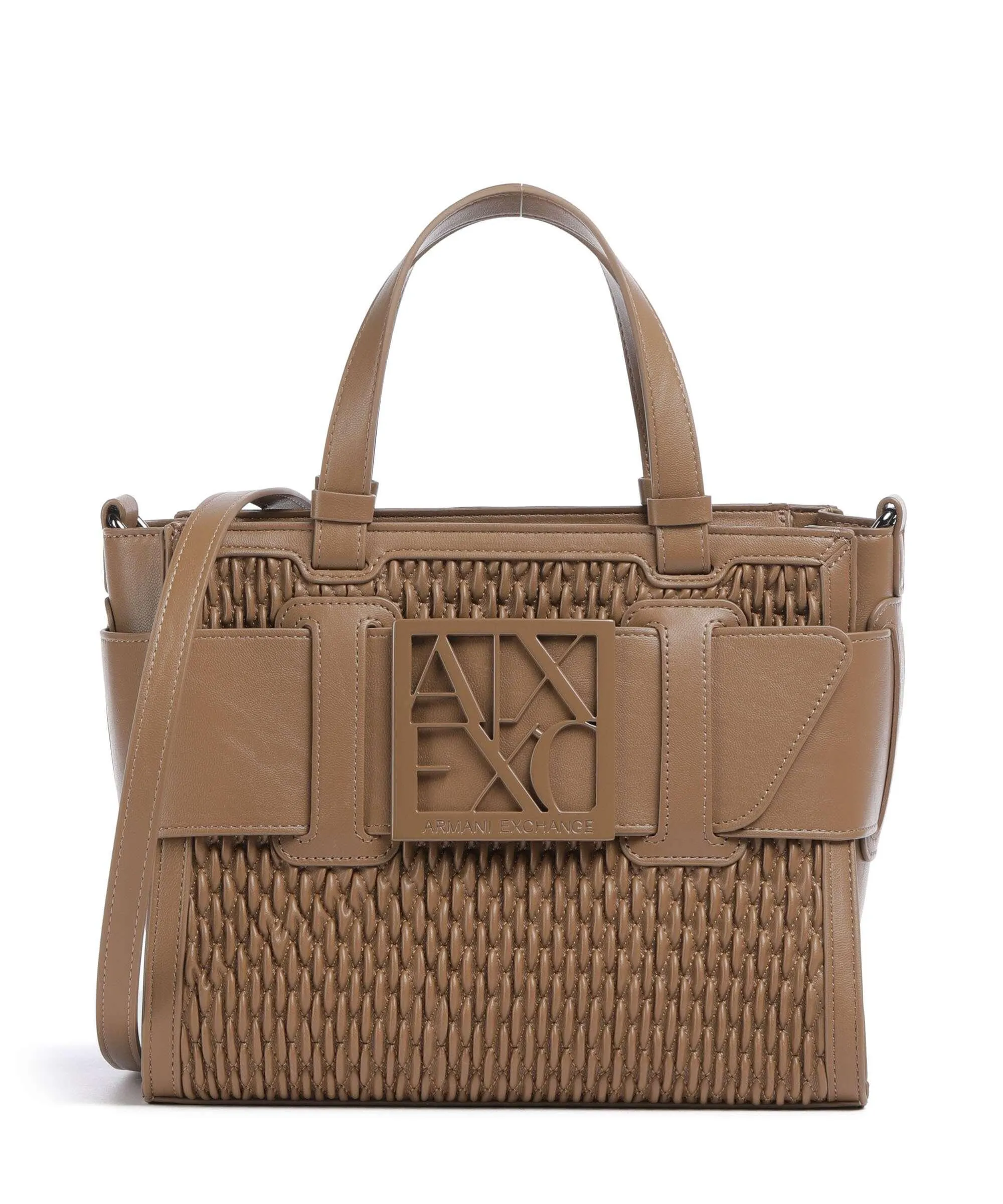  Armani Exchange Susie M Borsa a mano pelle sintetica marrone chiaro  
