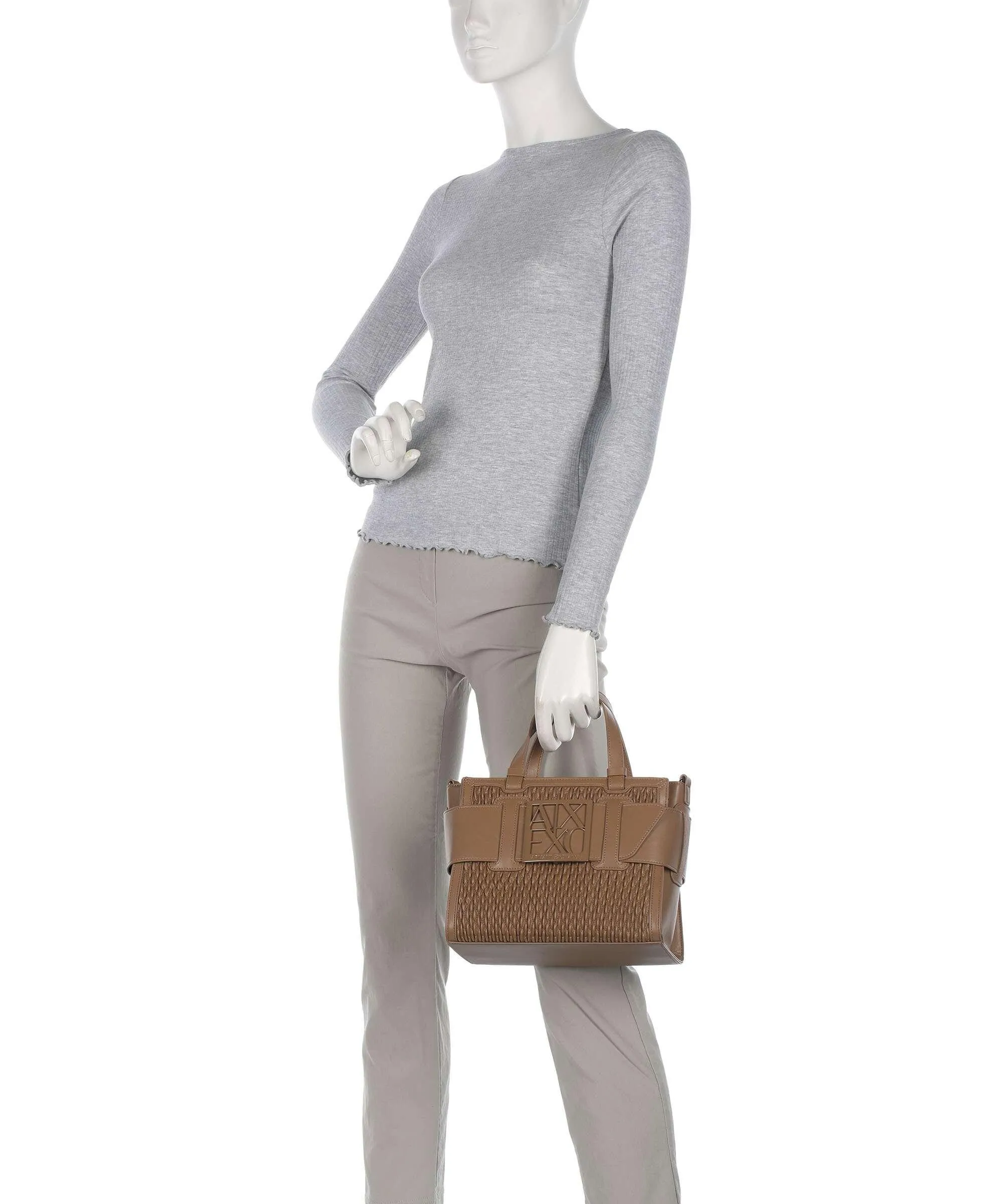  Armani Exchange Susie M Borsa a mano pelle sintetica marrone chiaro  