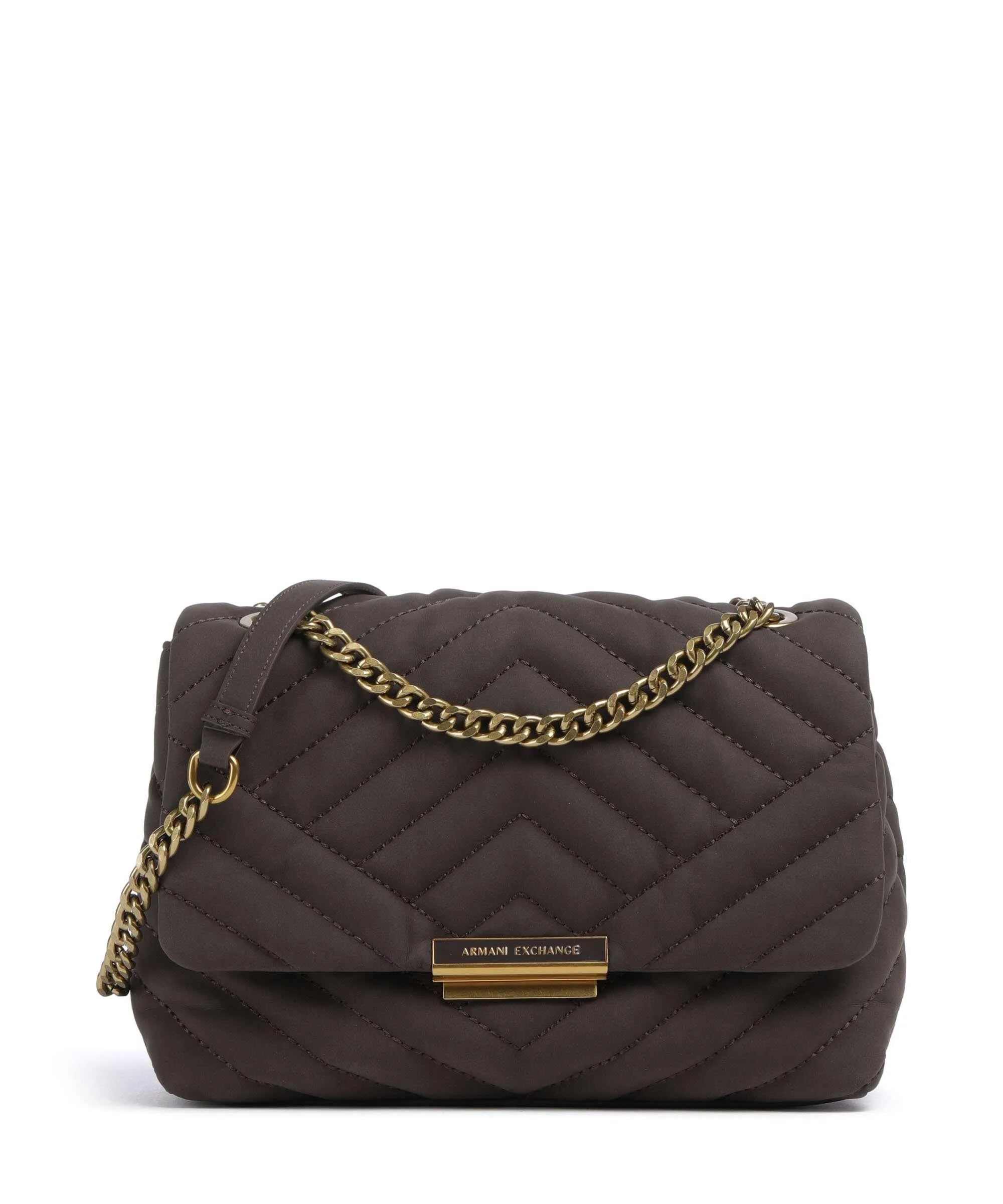  Armani Exchange Victoria M Borsa a spalla pelle sintetica marrone scuro  