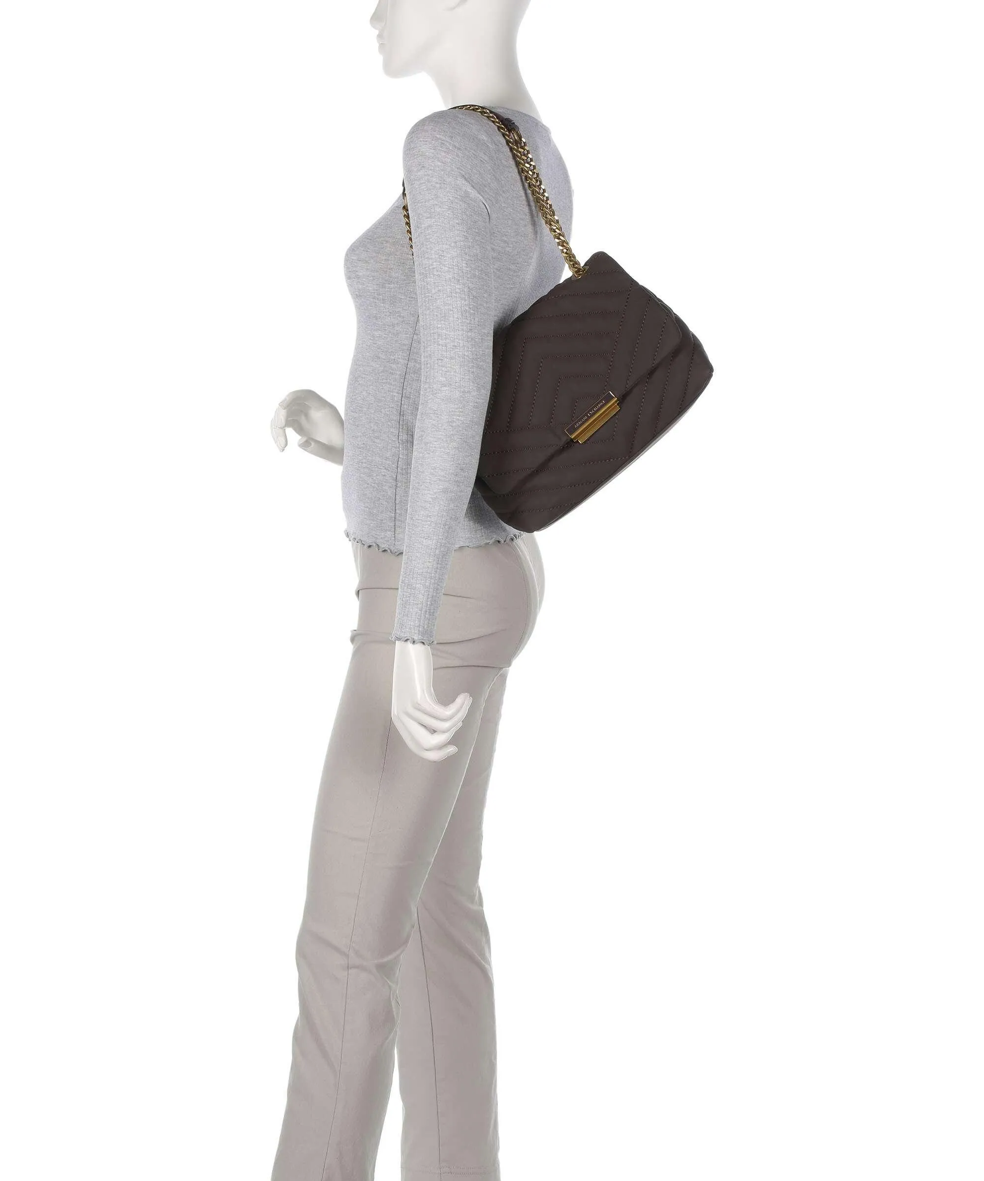  Armani Exchange Victoria M Borsa a spalla pelle sintetica marrone scuro  