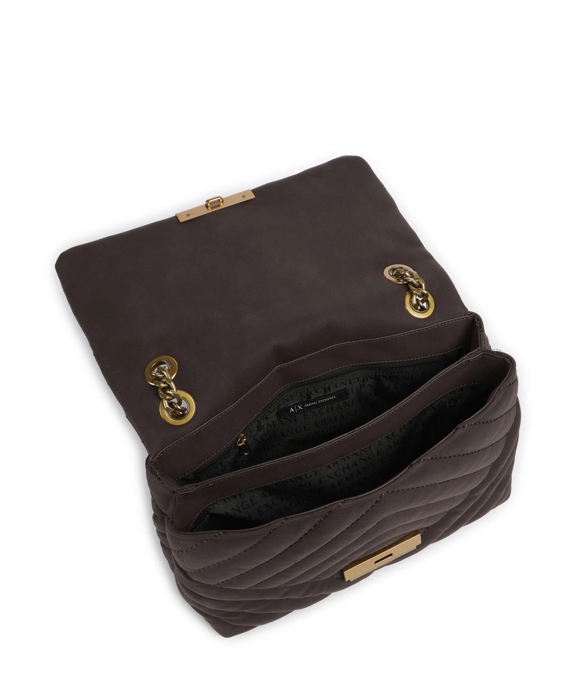  Armani Exchange Victoria M Borsa a spalla pelle sintetica marrone scuro  