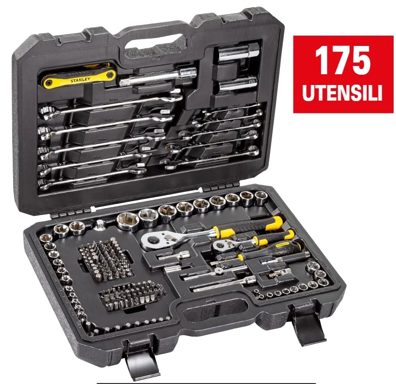 ASSORTIMENTO BUSSOLE+INSERTI Stanley attacco 1/2″e 1/4″ Set 175 pezzi