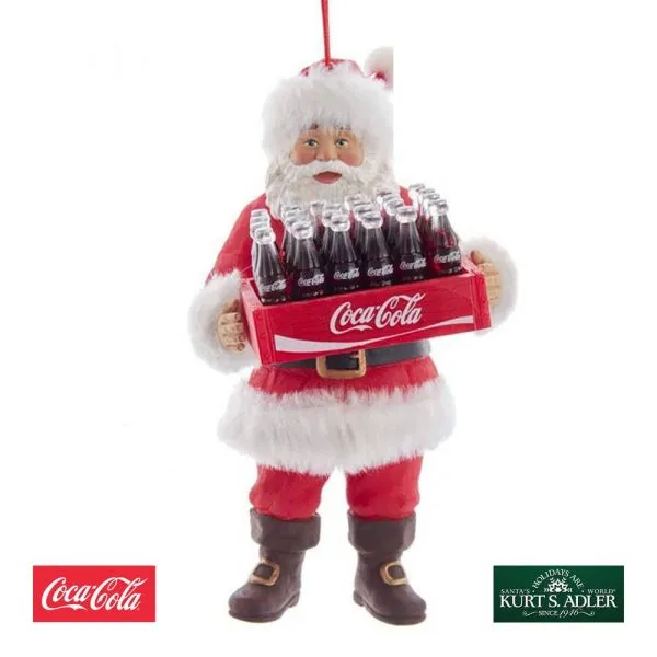 Babbo Natale con Cassetta di Coca-Cola® in Plastica Kurt Adler – H 14 cm