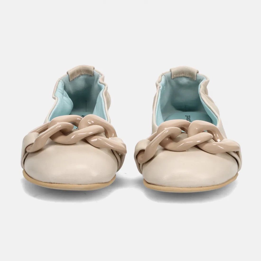 Ballerina Poesie Veneziane in pelle sabbia con maxi catena
