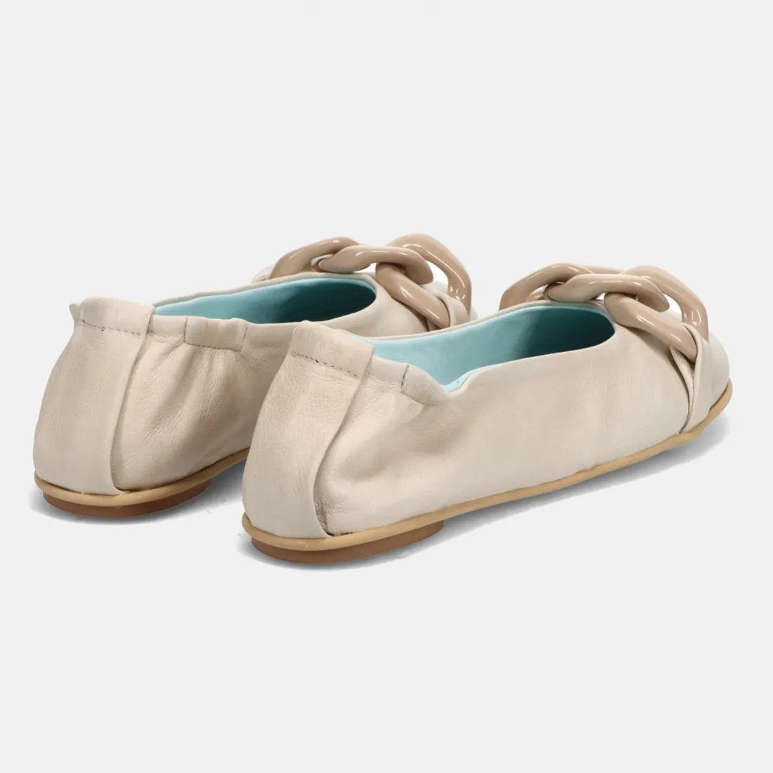 Ballerina Poesie Veneziane in pelle sabbia con maxi catena