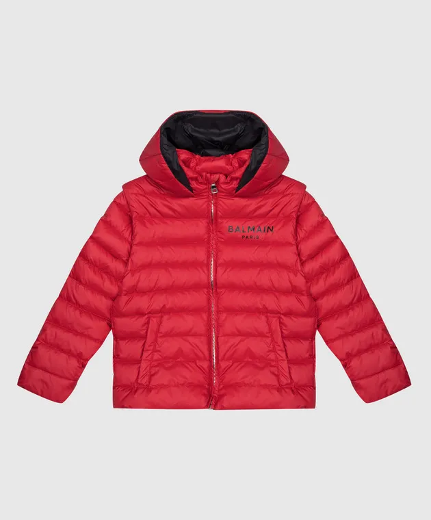 Balmain Piumino rosso da bambino con stampa logo BV2P37N0014410
