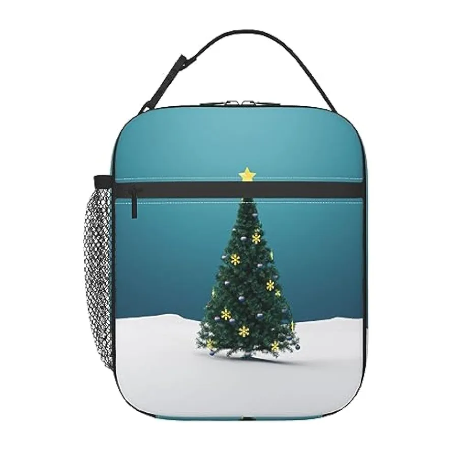 BeNtli Borsa per il pranzo con stampa dell’albero di Natale, borsa per il pranzo isolata Borsa per il pranzo da picnic Borsa per