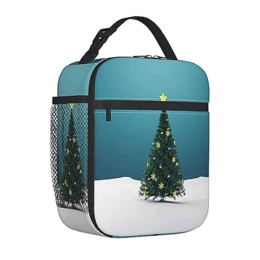 BeNtli Borsa per il pranzo con stampa dell’albero di Natale, borsa per il pranzo isolata Borsa per il pranzo da picnic Borsa per