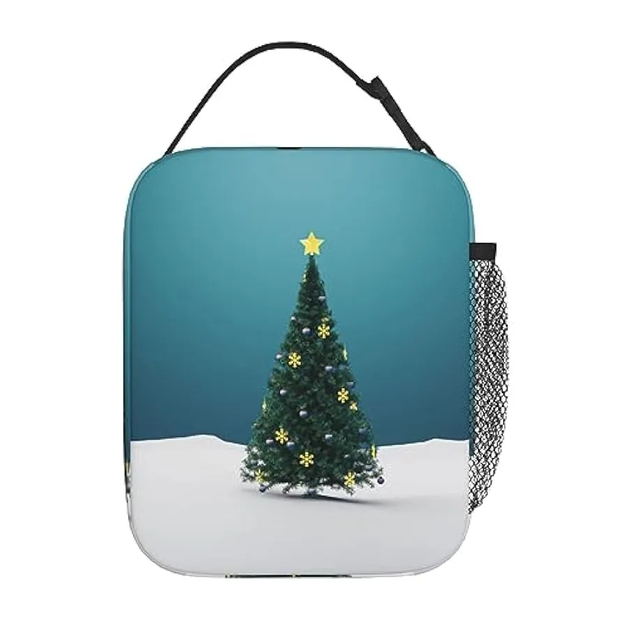 BeNtli Borsa per il pranzo con stampa dell’albero di Natale, borsa per il pranzo isolata Borsa per il pranzo da picnic Borsa per