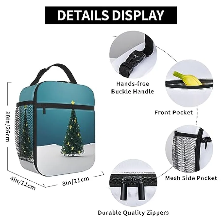 BeNtli Borsa per il pranzo con stampa dell’albero di Natale, borsa per il pranzo isolata Borsa per il pranzo da picnic Borsa per
