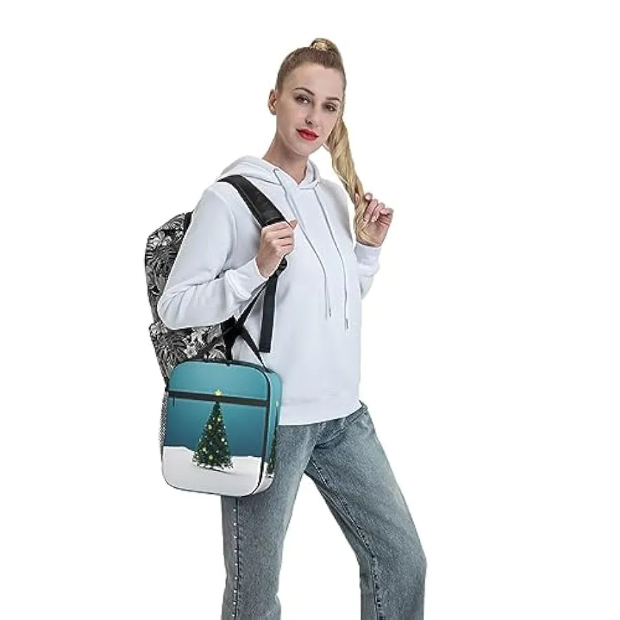 BeNtli Borsa per il pranzo con stampa dell’albero di Natale, borsa per il pranzo isolata Borsa per il pranzo da picnic Borsa per