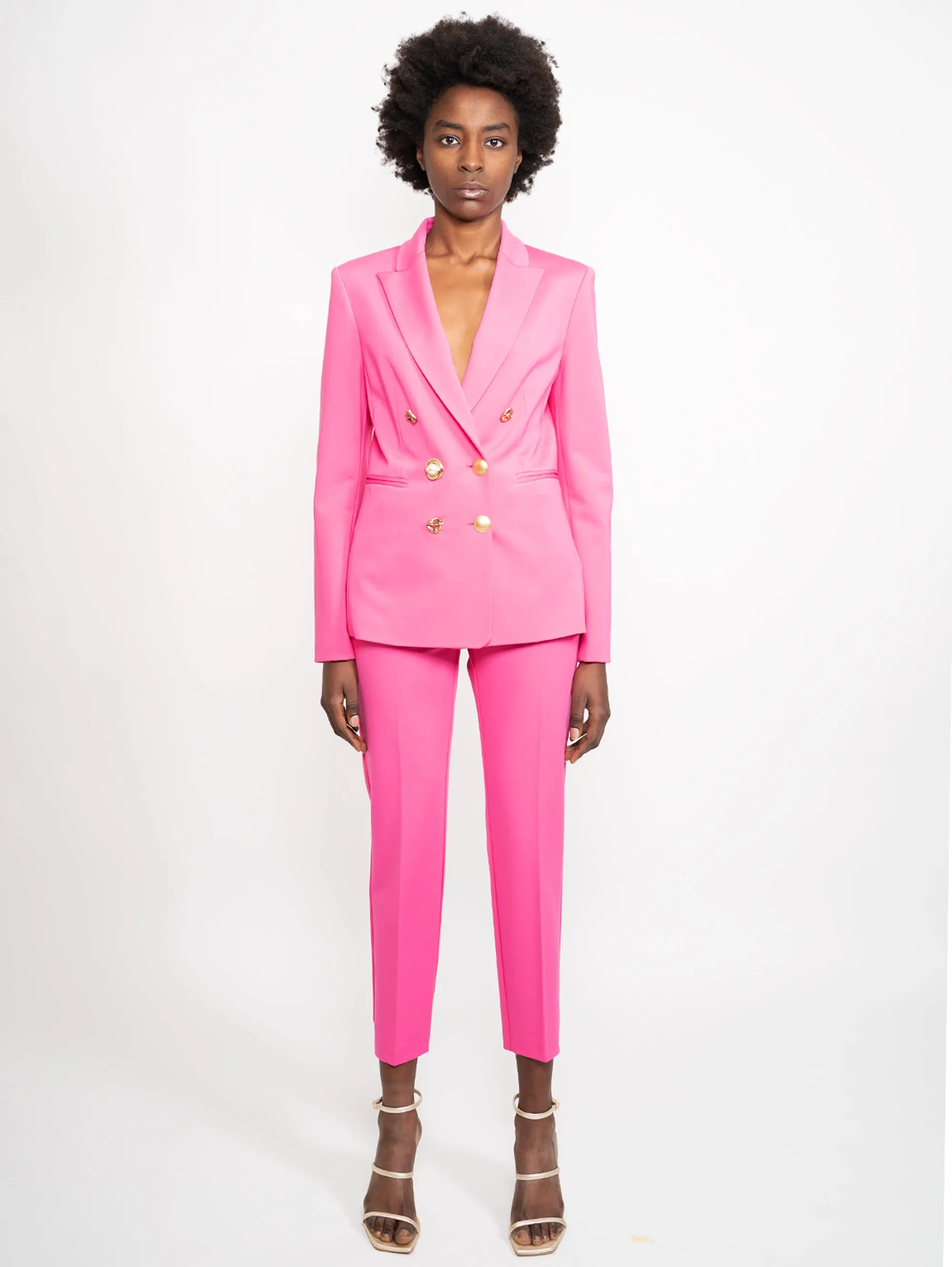 Blazer con Bottoni Gioiello Fucsia