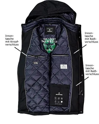 Blue parka milestone waterproof with detachable hood