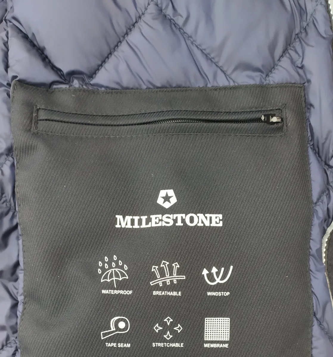 Blue parka milestone waterproof with detachable hood