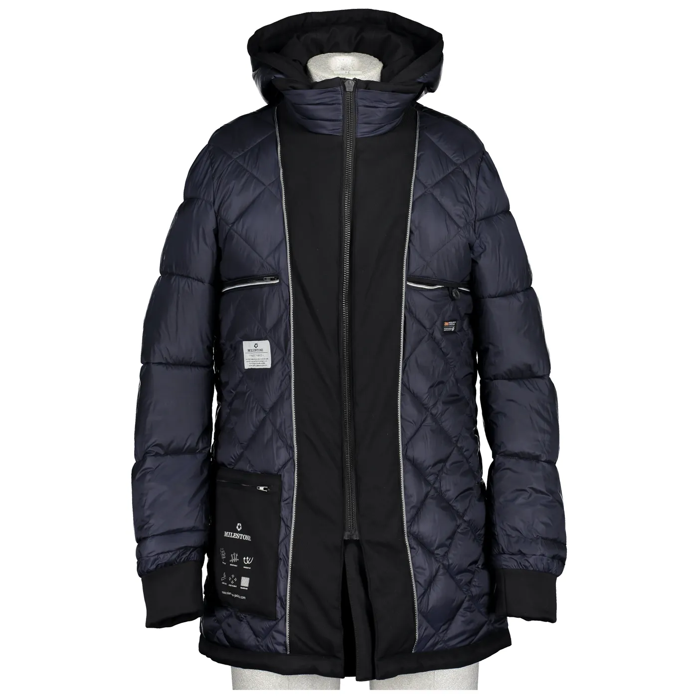 Blue parka milestone waterproof with detachable hood