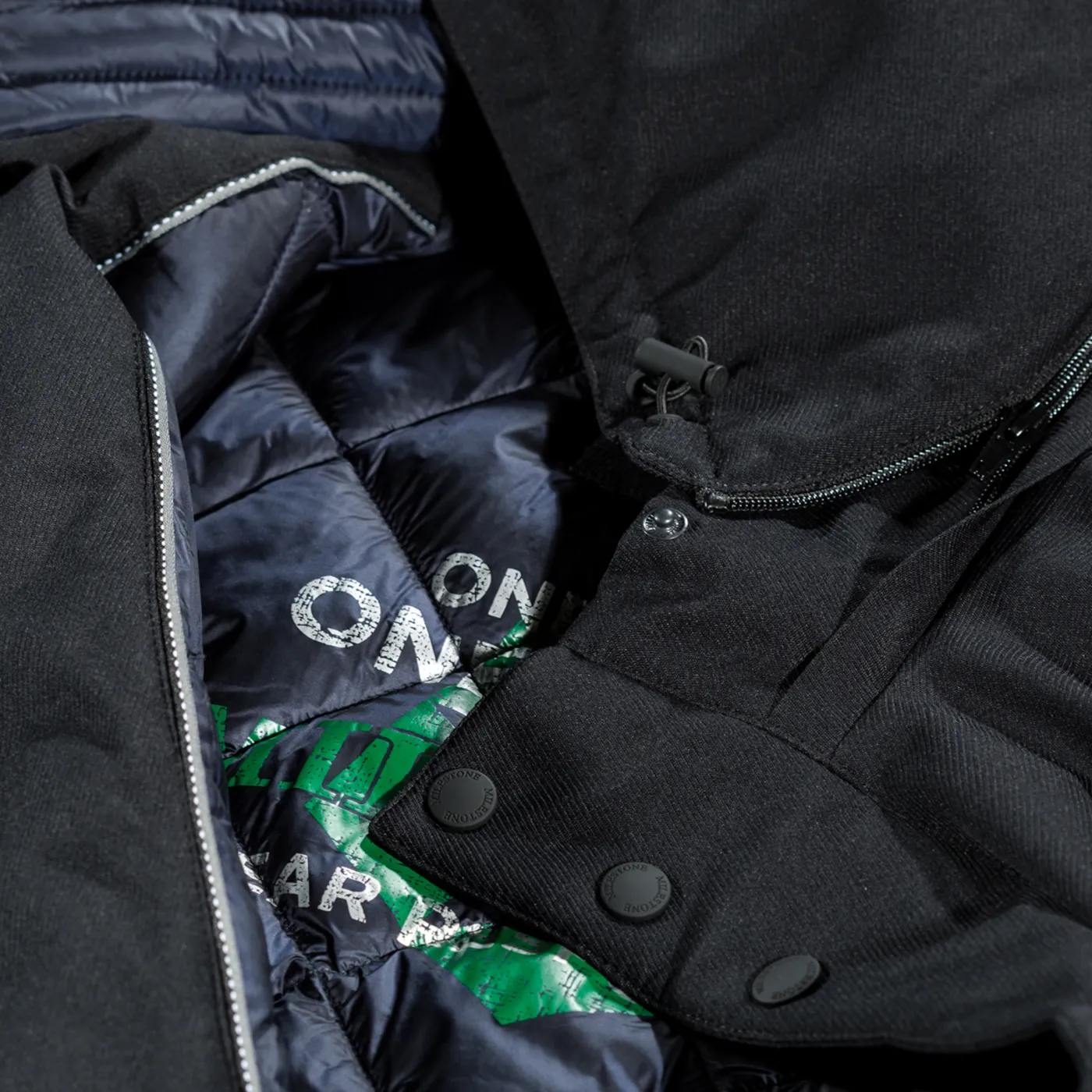 Blue parka milestone waterproof with detachable hood