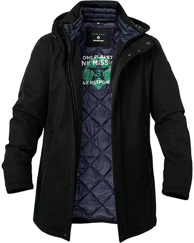 Blue parka milestone waterproof with detachable hood