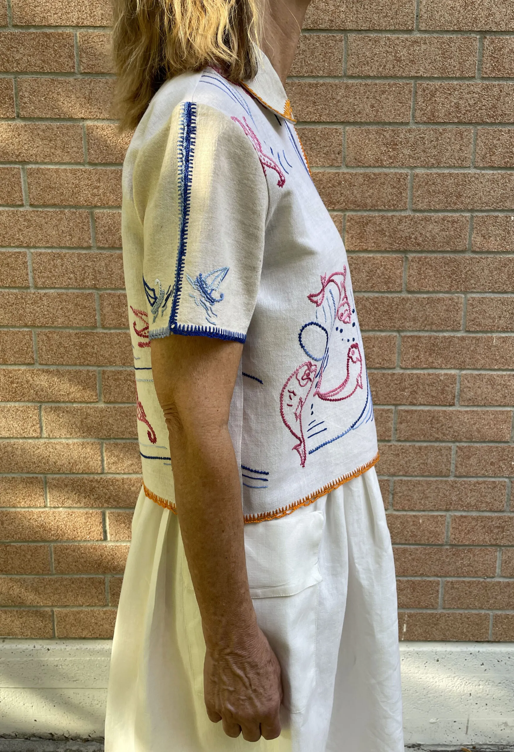 Blusa GRANNY A LA PLAYA in puro lino