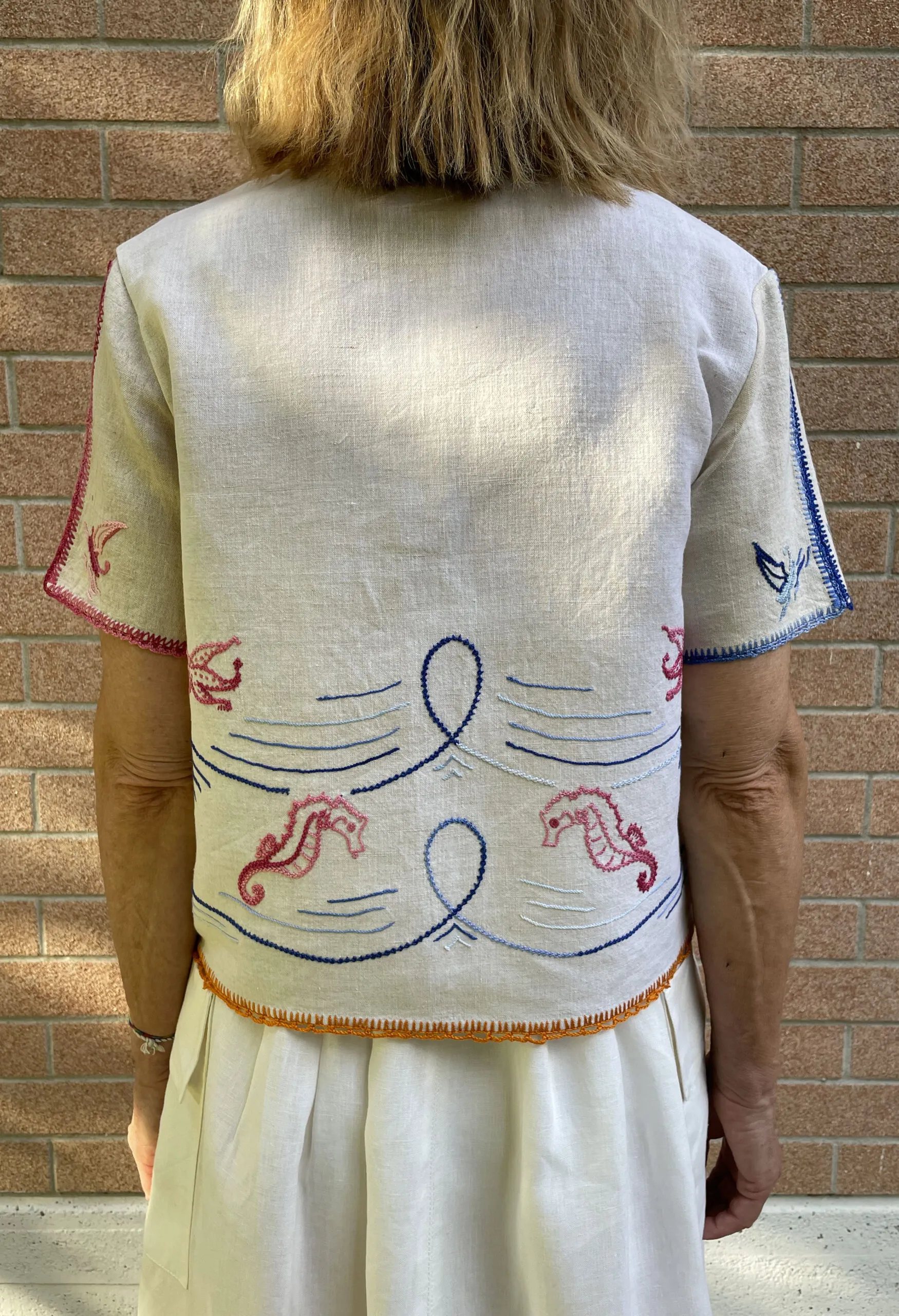 Blusa GRANNY A LA PLAYA in puro lino