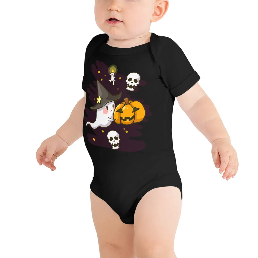 Body a maniche corte per neonato con fantasmi di Halloween