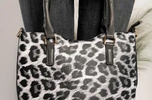 Borsa a mano con stampa animale Galleca, grigia
