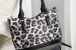 Borsa a mano con stampa animalie Galleca, nera