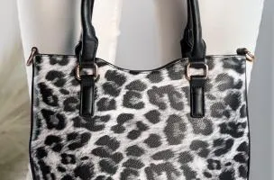 Borsa a mano con stampa animalie Galleca, nera