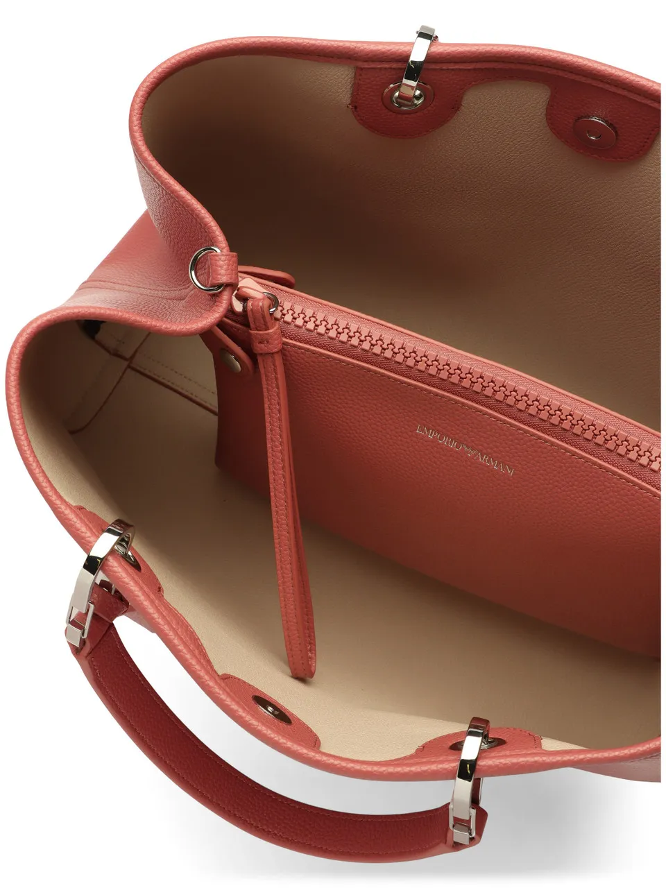 Borsa a mano grande effetto martellato con logo impresso