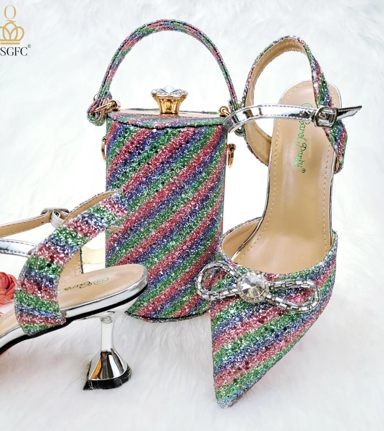 Borsa a secchiello Set di borse Décolleté 2023 Borsa alta abbinata Colore Tacchi a punta da donna