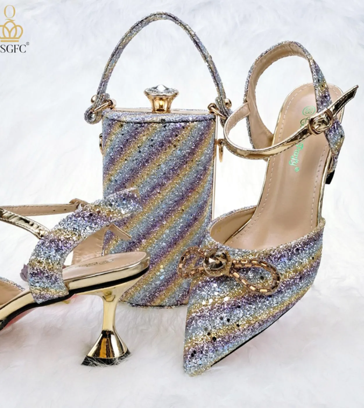Borsa a secchiello Set di borse Décolleté 2023 Borsa alta abbinata Colore Tacchi a punta da donna